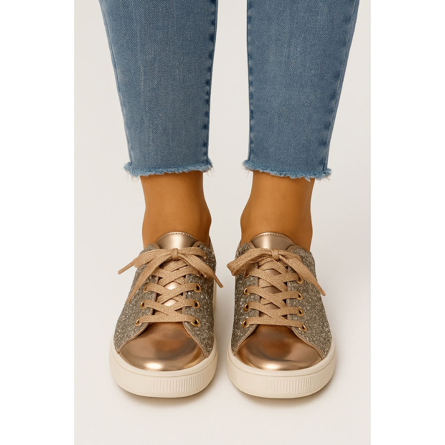 Schnürschuhe aus Brokat für Damen