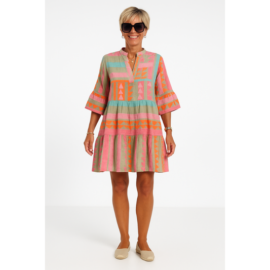Mehrfarbiges Kleid für Damen
