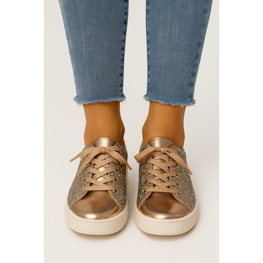 Schnürschuhe aus Brokat für Damen